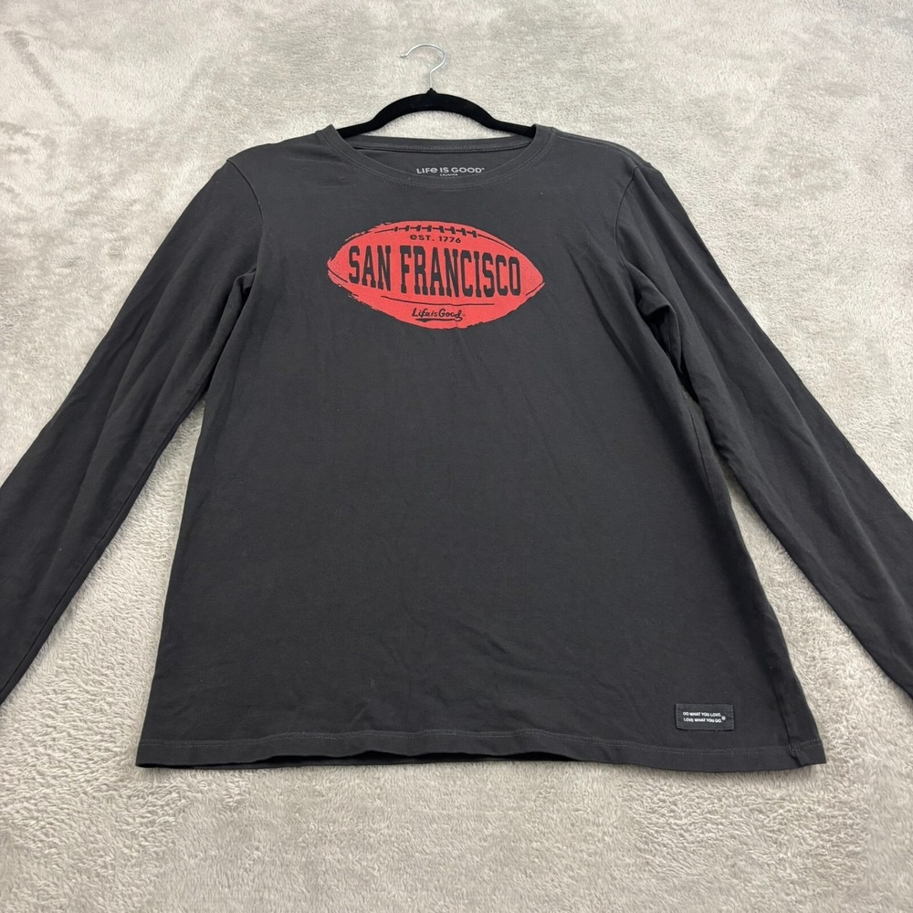Life Is Good San Francisco Football‎ Crusher T-Shirt Womens M Black Athletic